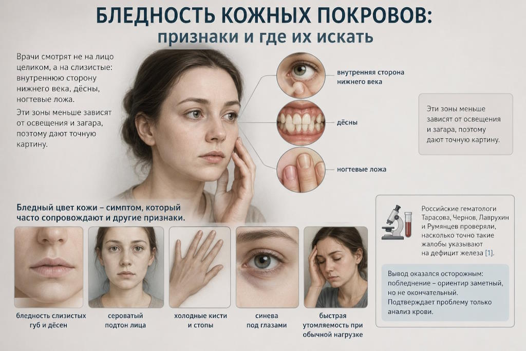 Бледность кожи и слизистых при анемии
