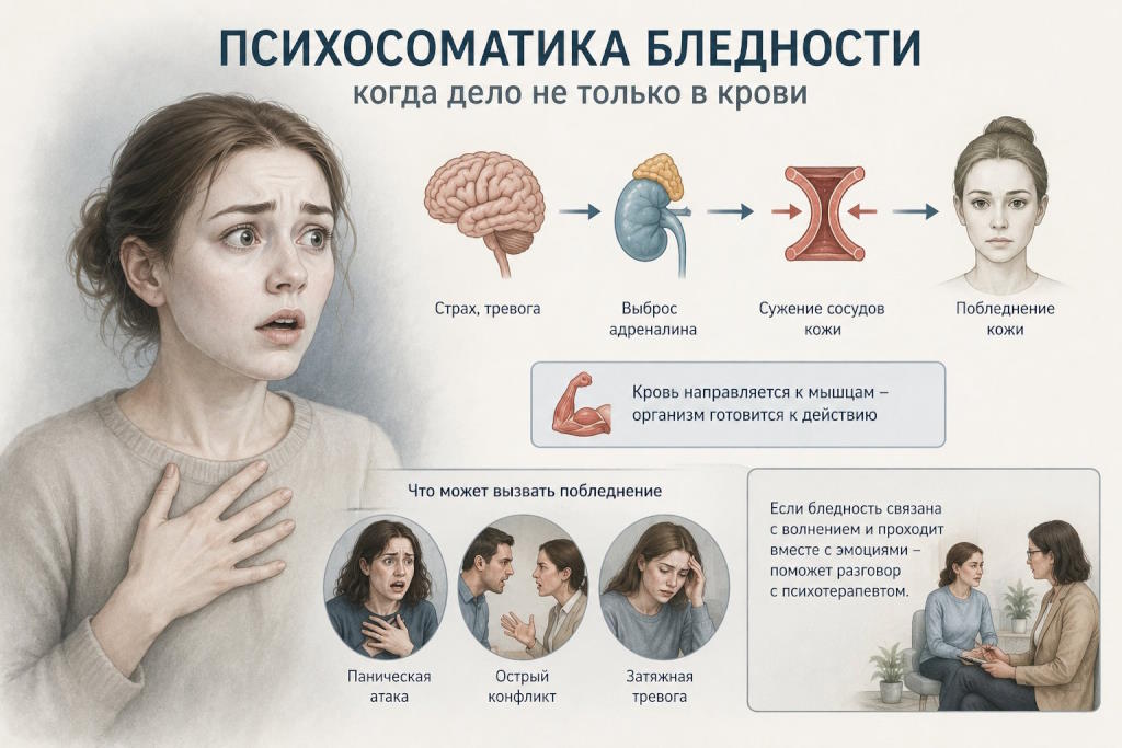 Психосоматическая бледность при тревоге